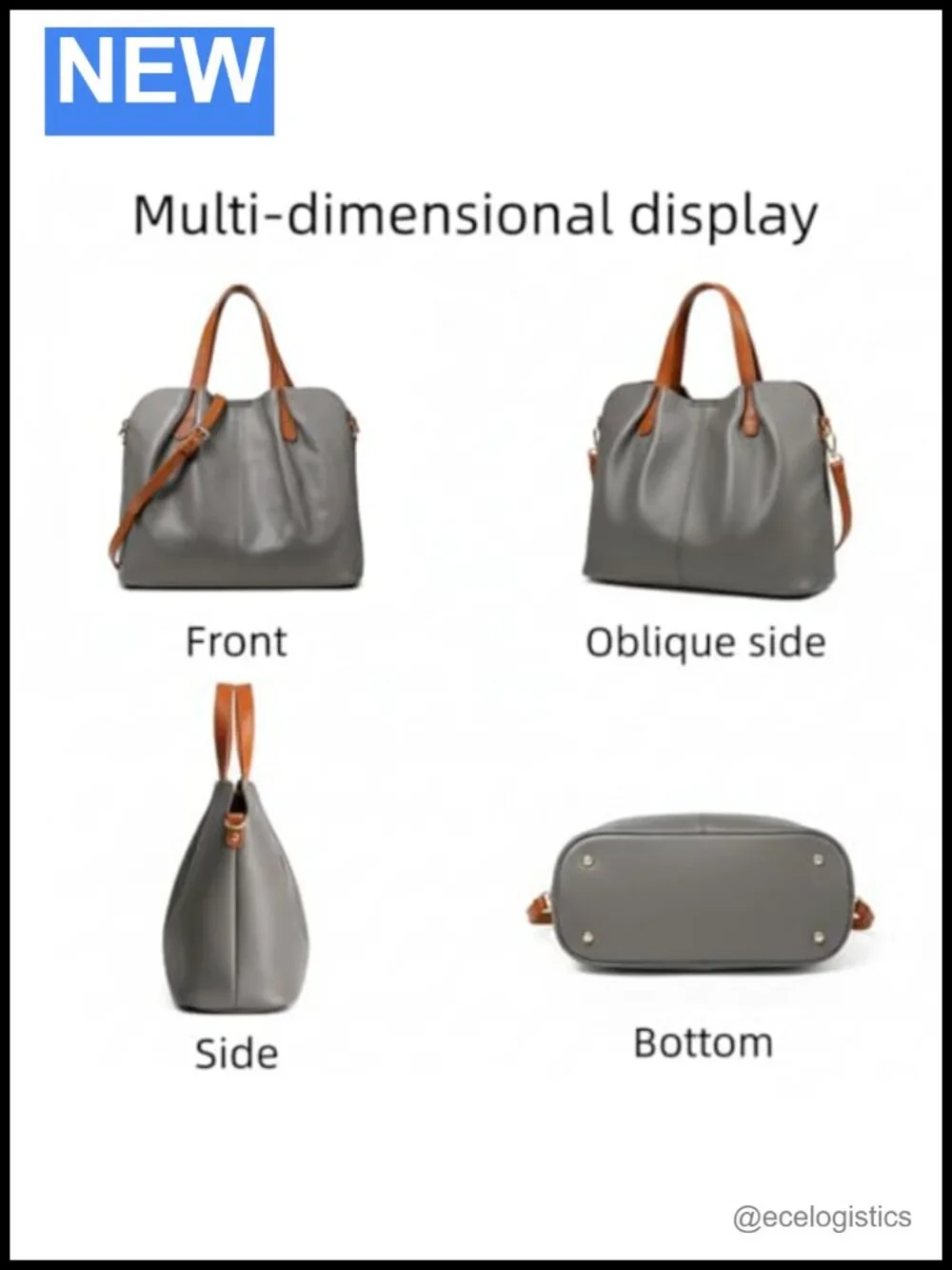 Genuine Leather Satchel Tote for Women with Detachable Pouch, Adjustable Strap